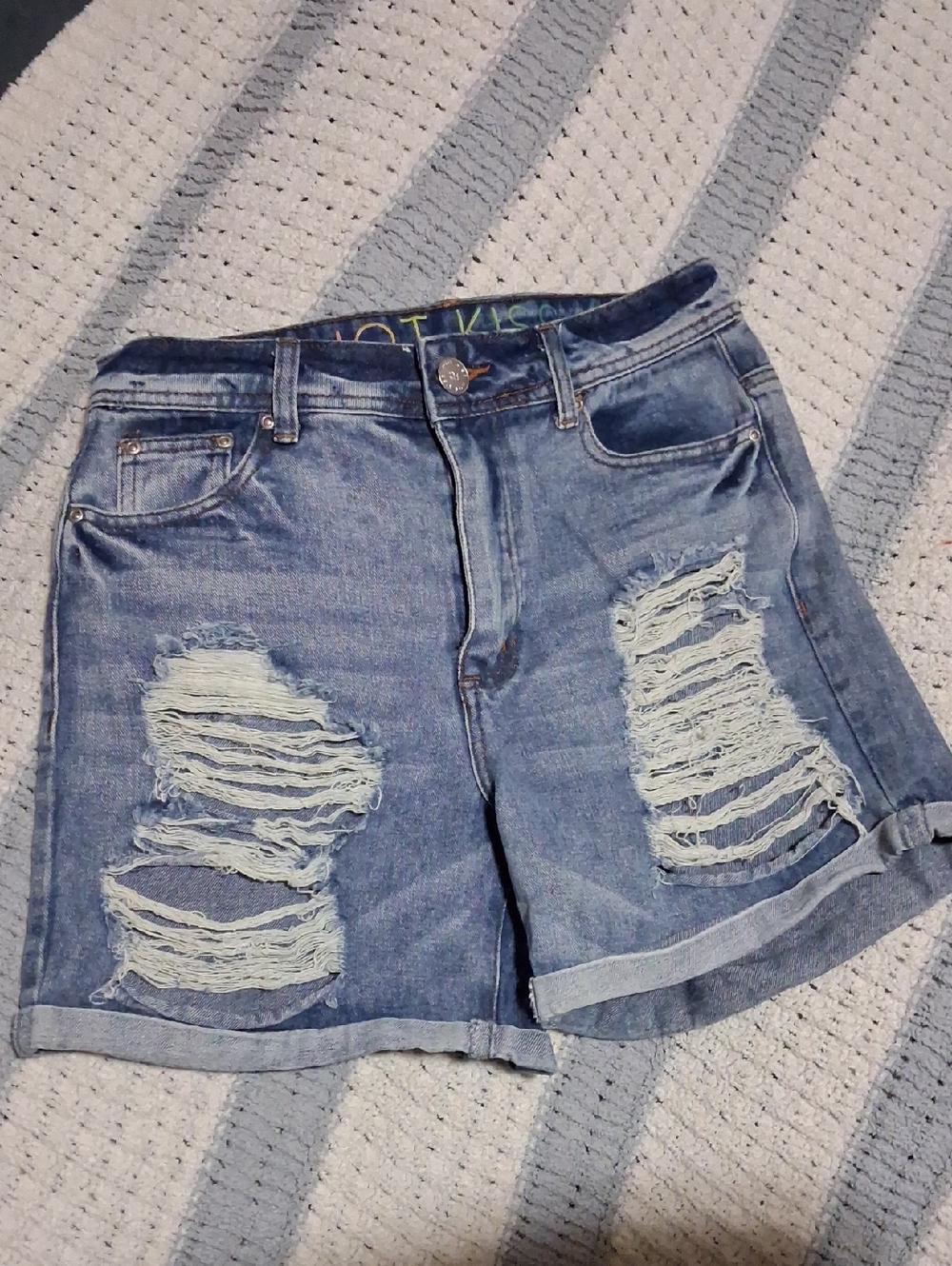Hot Kiss Distressed Light Blue Denim Shorts